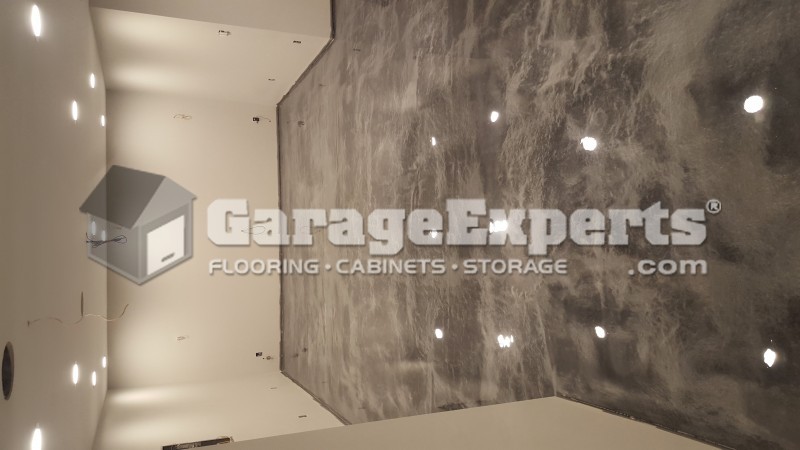 Charcoal And Silver Metallic Epoxy Flooring In Eagle River Alaska